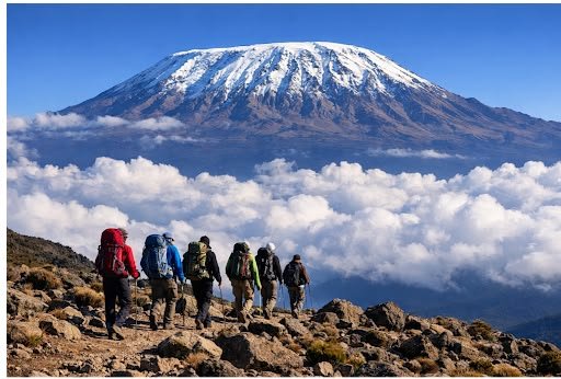 Climbers exploring Mount Kilimanjaro in Tanzania with Everyday Safaris