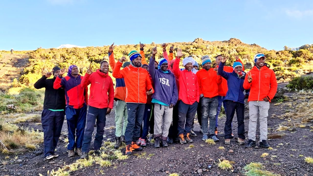 Everyday Safaris Kilimanjaro guides and porters supporting climbers in Tanzania