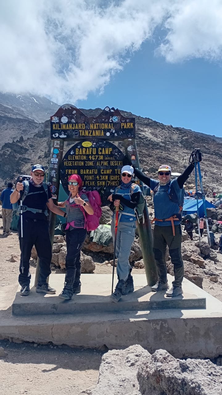 Kilimanjaro climbers trekking during a multi-day mountain expedition in Tanzania