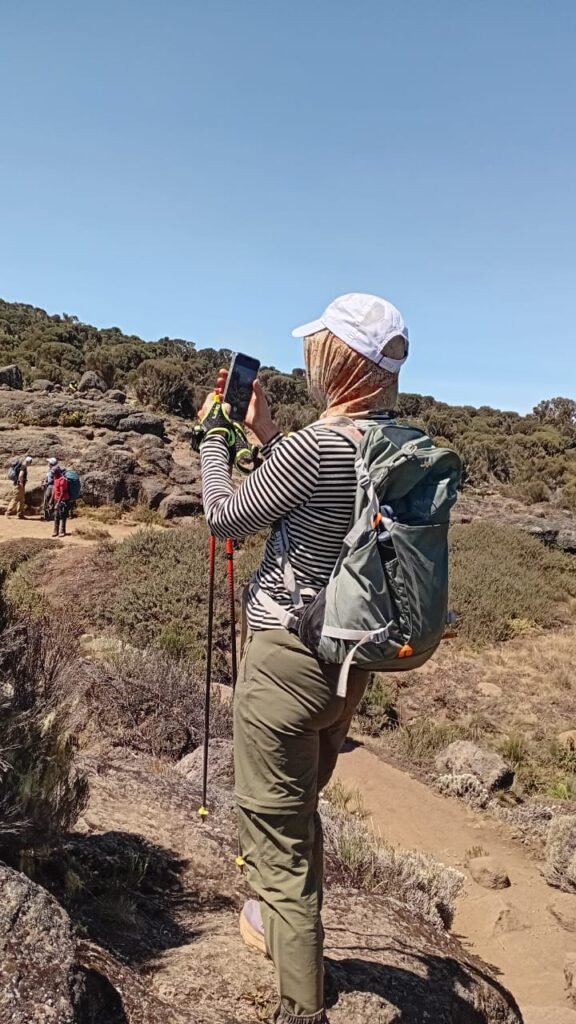 Kilimanjaro High Altitude Trekker Rocky Trail Tanzania