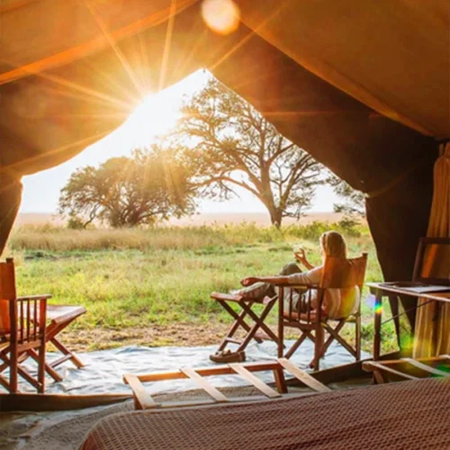 Luxury safari accommodation overlooking the savannah in Tanzania