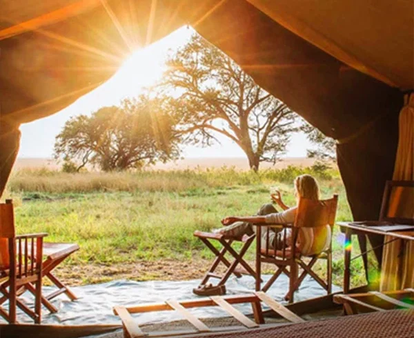 Luxury safari accommodation overlooking the savannah in Tanzania
