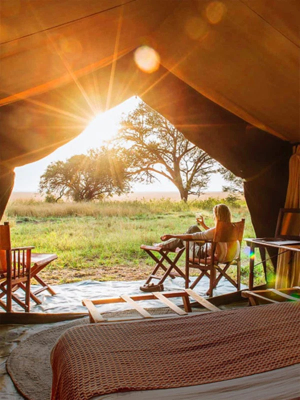 Luxury safari accommodation overlooking the savannah in Tanzania