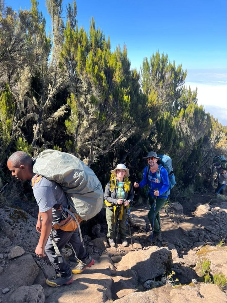 Machame Day Hike Kilimanjaro Steep Rocky Trail Hikers Tanzania
