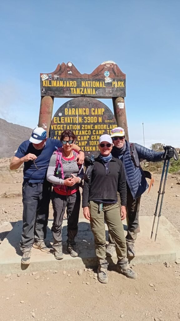 Marangu Route Kilimanjaro Group At Kibo Hut Route Sign Tanzania