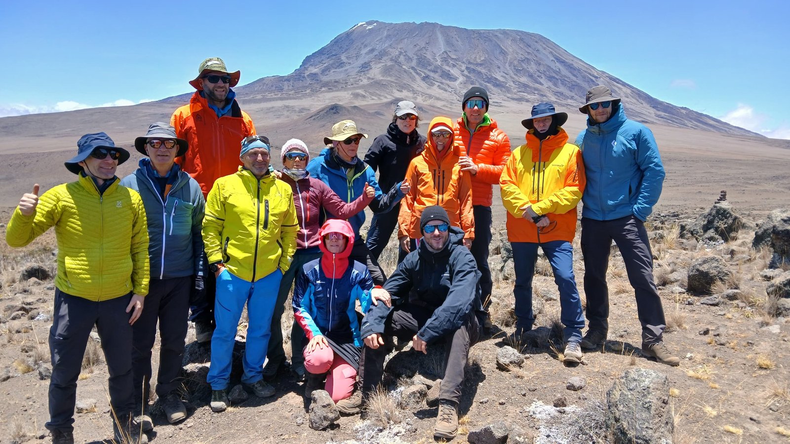 Marangu route Kilimanjaro Kilimanjaro climbers Kibo background