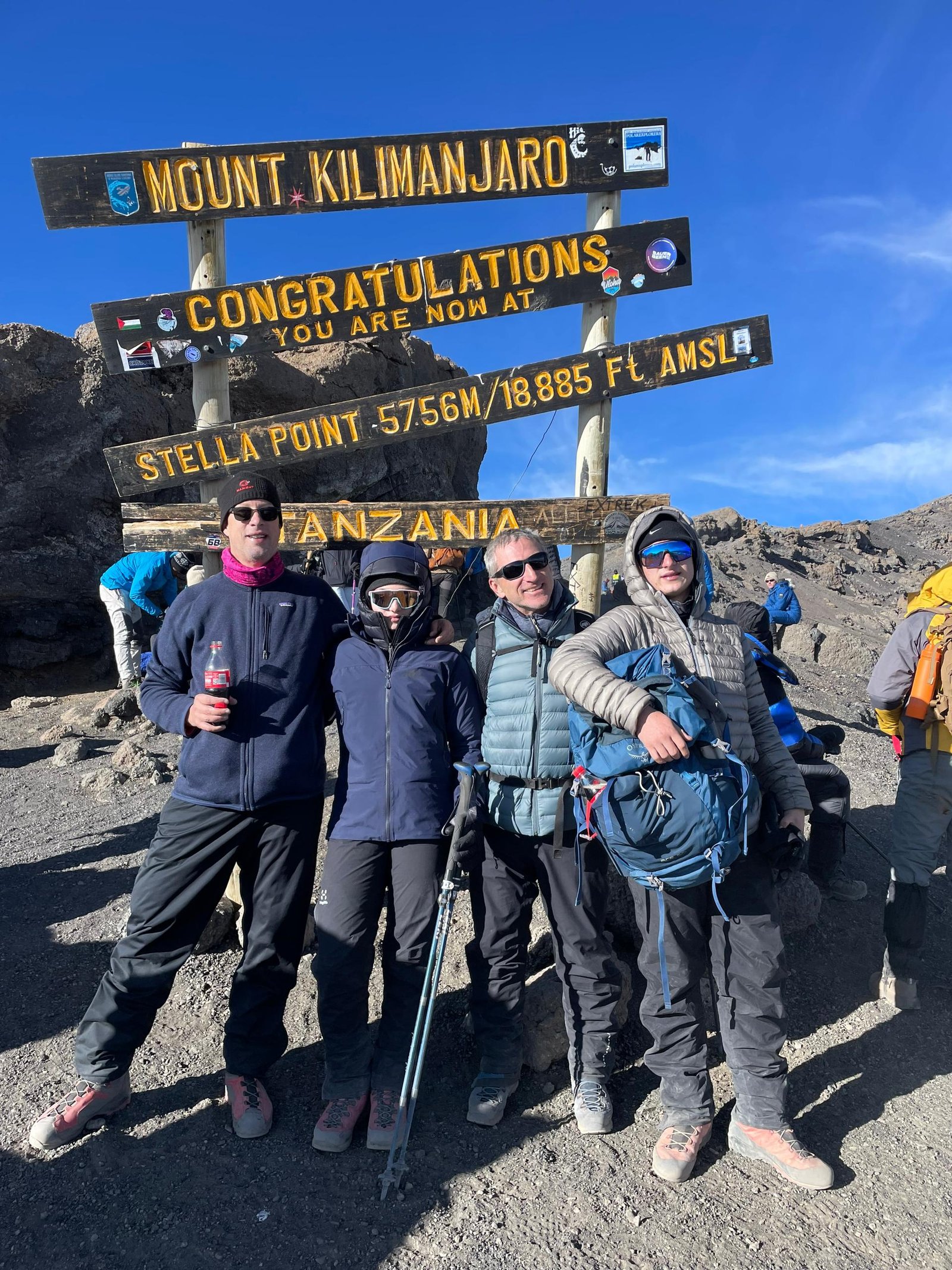 Marangu route Kilimanjaro Stella point climbers group photo