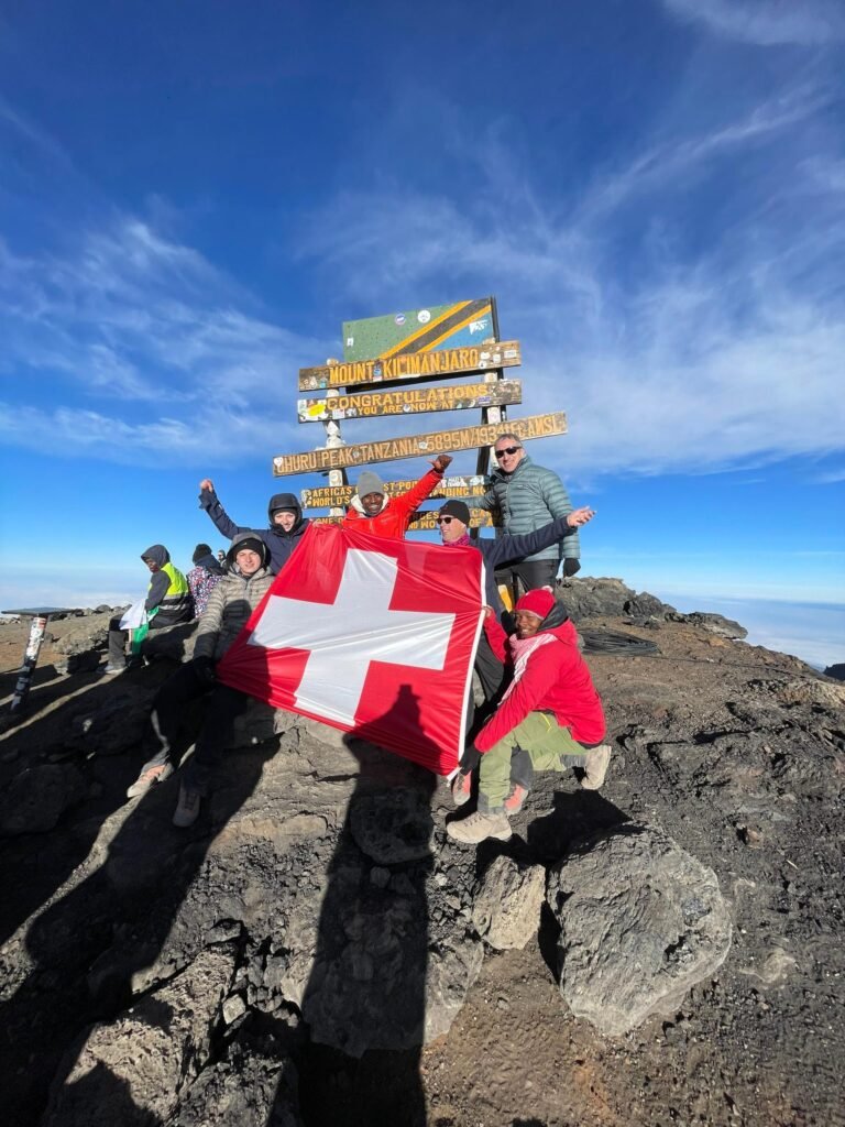Marangu Route Kilimanjaro Stella Point Summit Flag Group Tanzania