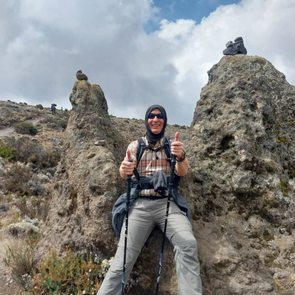 Marangu Route Kilimanjaro Volcanic Rock Formation Trekker Tanzania
