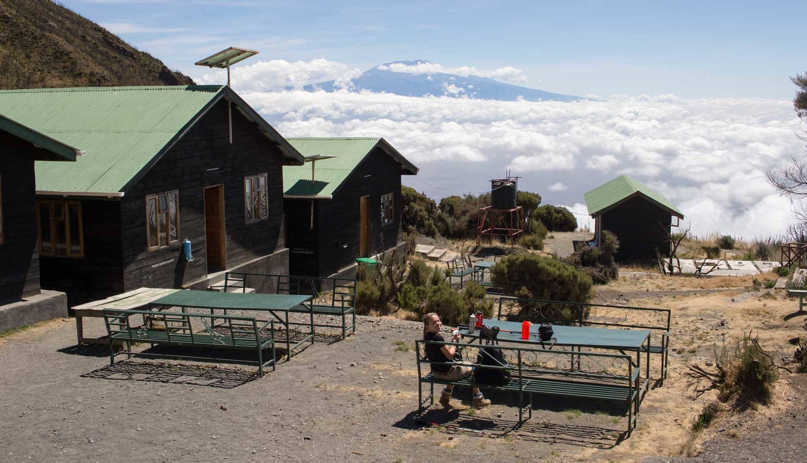Miriakamba Hut beneath Mount Meru crater slopes