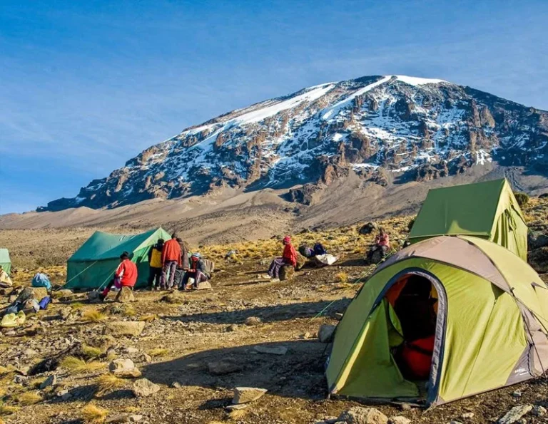 Rongai Route camps and landscape mountain climbing guide in Tanzania