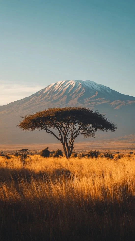 Mount Kilimanjaro With Acacia Tree On Open Tanzania Savannah 1