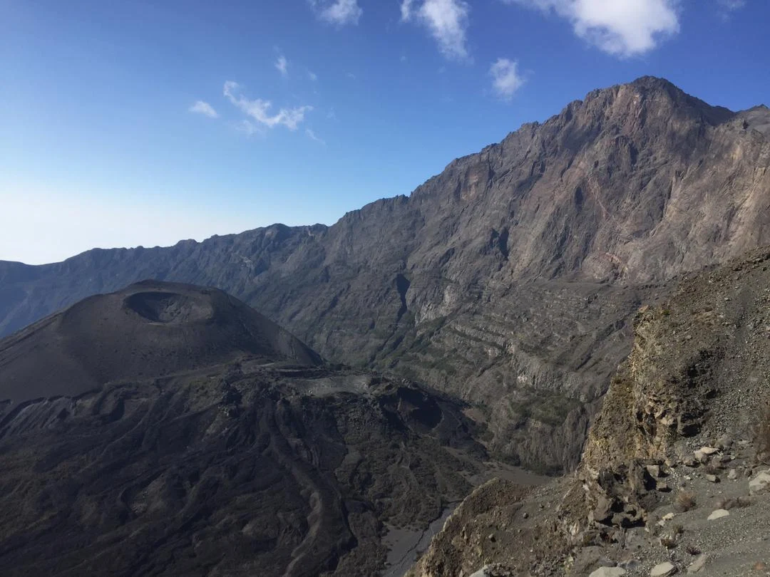 Mount Meru volcanic ash cone and rugged crater ridge near Arusha