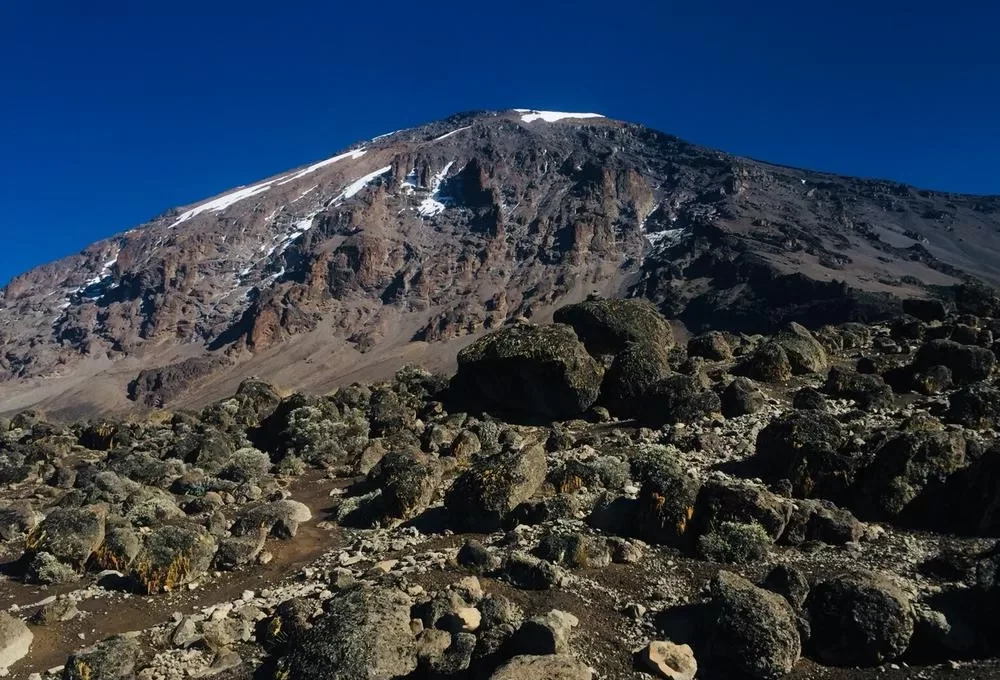 Mount Meru volcanic crater ridge and summit landscape